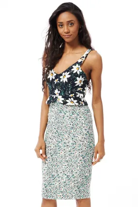 Floral Print Bodycon Midi Dress