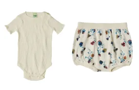 FUB Pointelle Bodysuit   Flower Bloomer Set