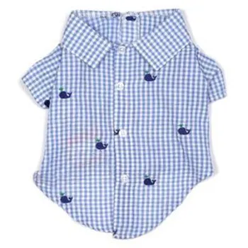 Gingham Whales Dog Shirt