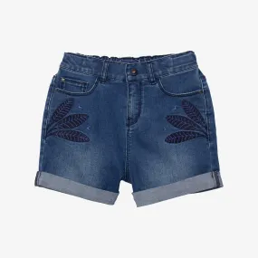 Girls' embroidered jean shorts