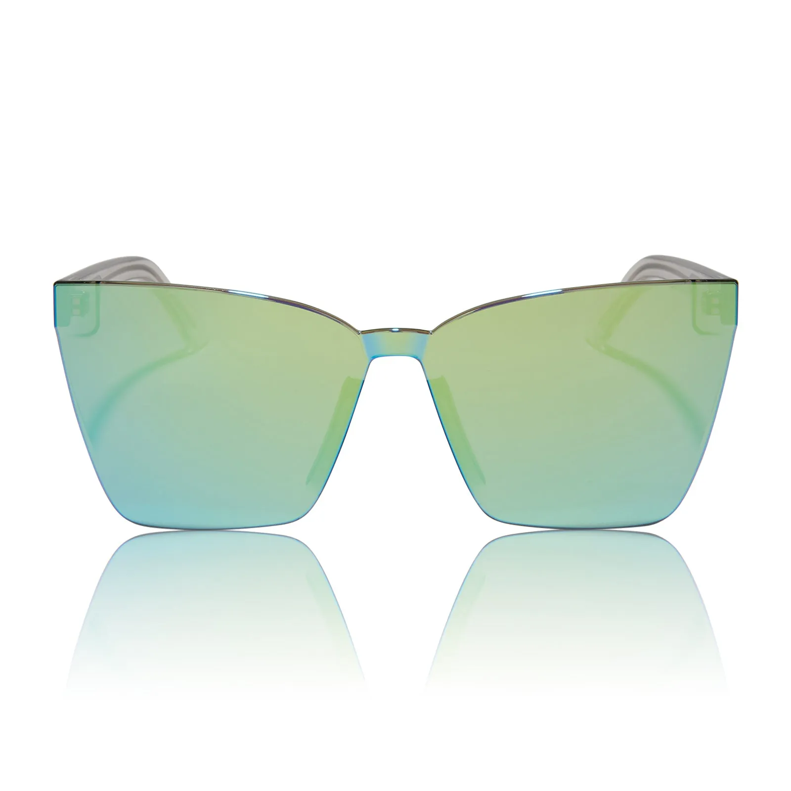 glendale - crystal clear   cyan mirror sunglasses