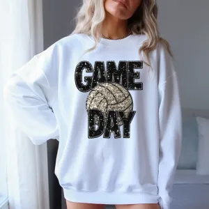 Glitter Volleyball Game Day Crewneck Sweatshirt