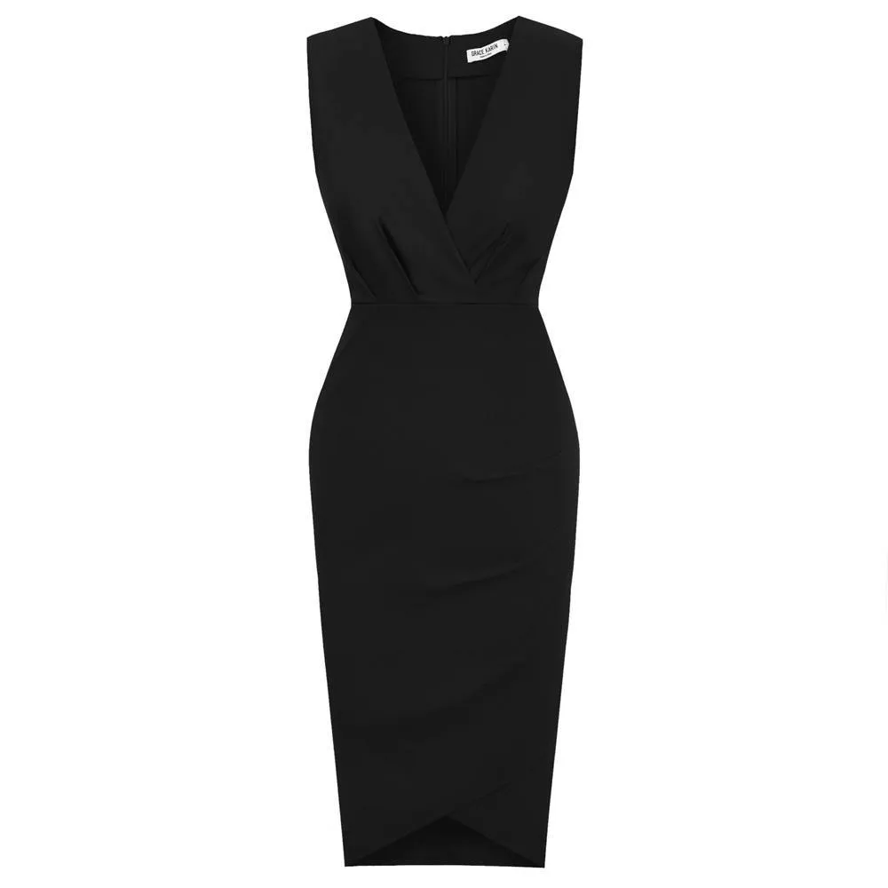 Grace Karin Women Dress Elegant Formal Business Dress Sleeveless Pnecil Dresses Office Ladies Wear To Work Bodycon Dress Summer