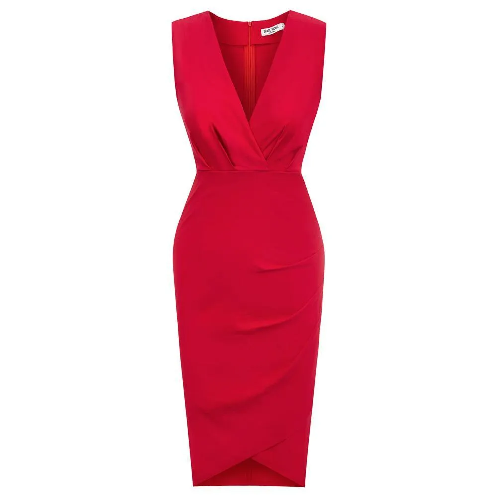 Grace Karin Women Dress Elegant Formal Business Dress Sleeveless Pnecil Dresses Office Ladies Wear To Work Bodycon Dress Summer