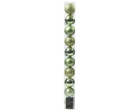 Green Tea Shatterproof Shiny, Matt & Glitter Baubles - 10 pack