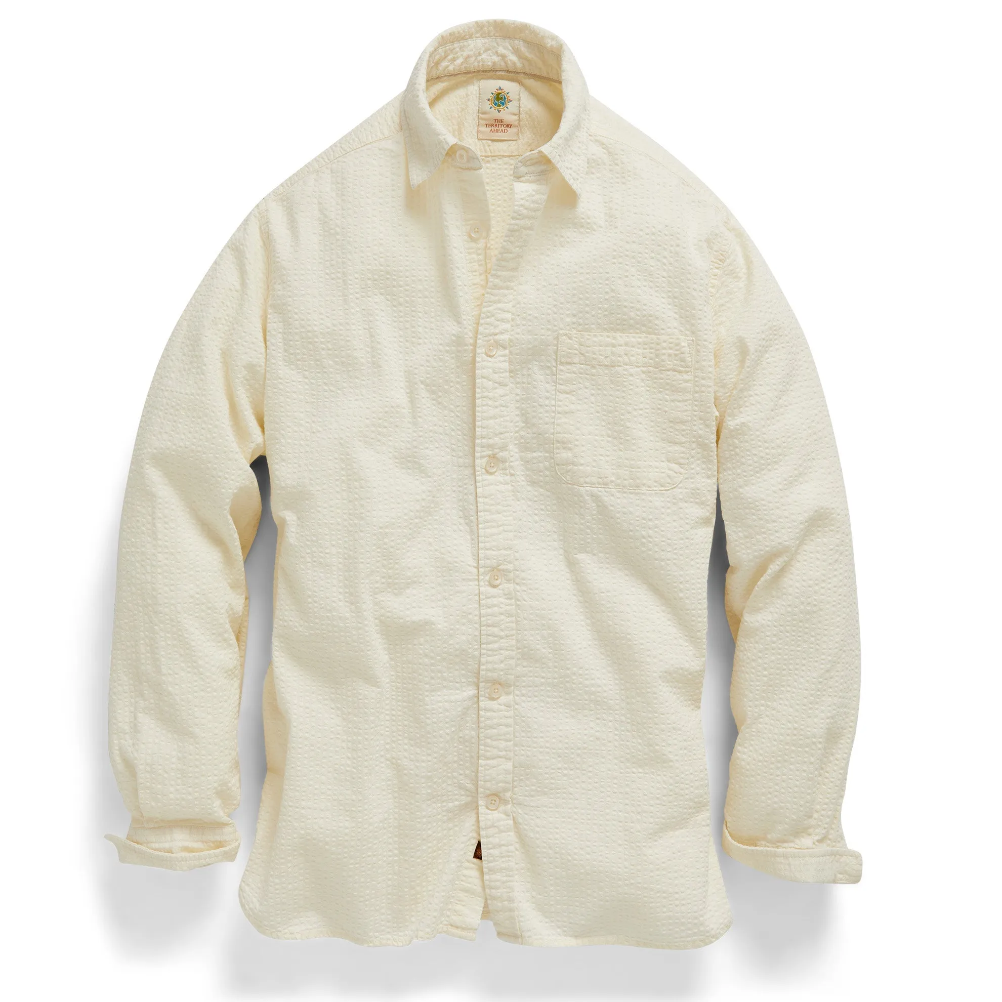 Gregale Long-Sleeve Solid Seersucker Shirt