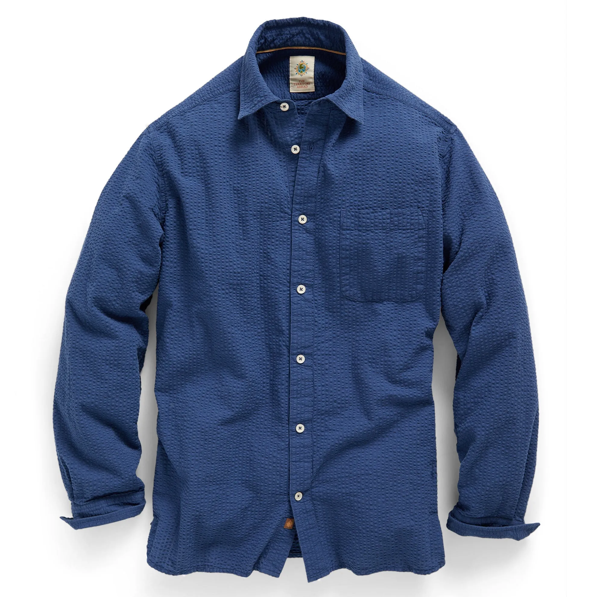 Gregale Long-Sleeve Solid Seersucker Shirt