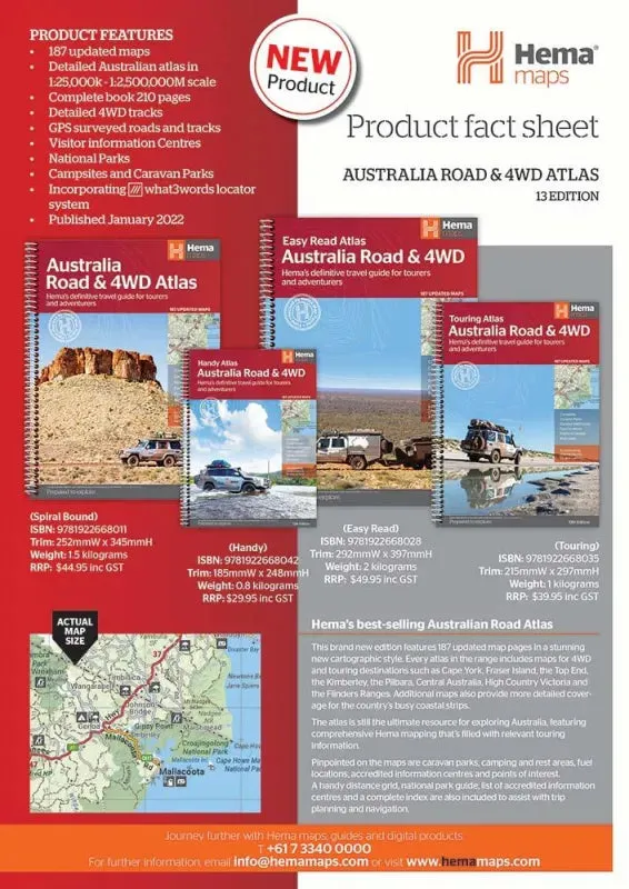 Hema Australia Road and 4WD Easy Read Atlas | 292 x 397mm