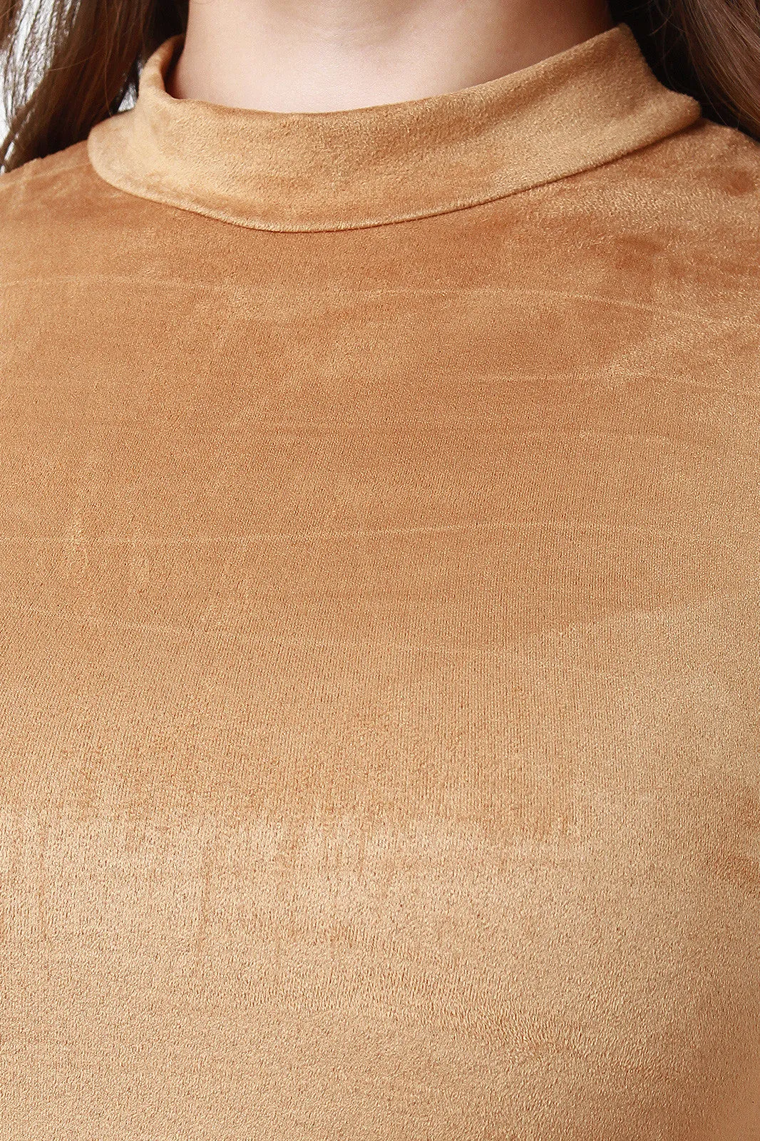 High Neckline Vegan Suede Dress