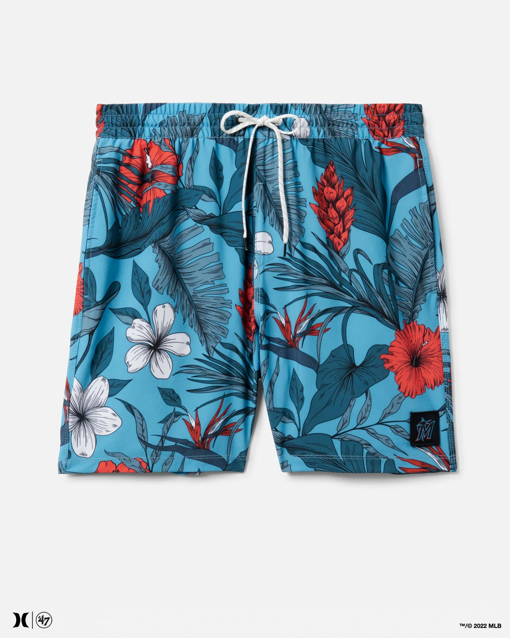 Hurley X 47 Miami Marlins Cannonball Paradise Volley Boardshorts 17"