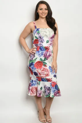 Ivory Floral Plus Size Dress