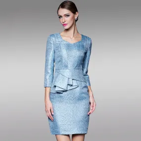 KittenAlarm - Women Office Three Quarters Sleeve Bodycon Blazer Work Business Formal Dress Party Dress