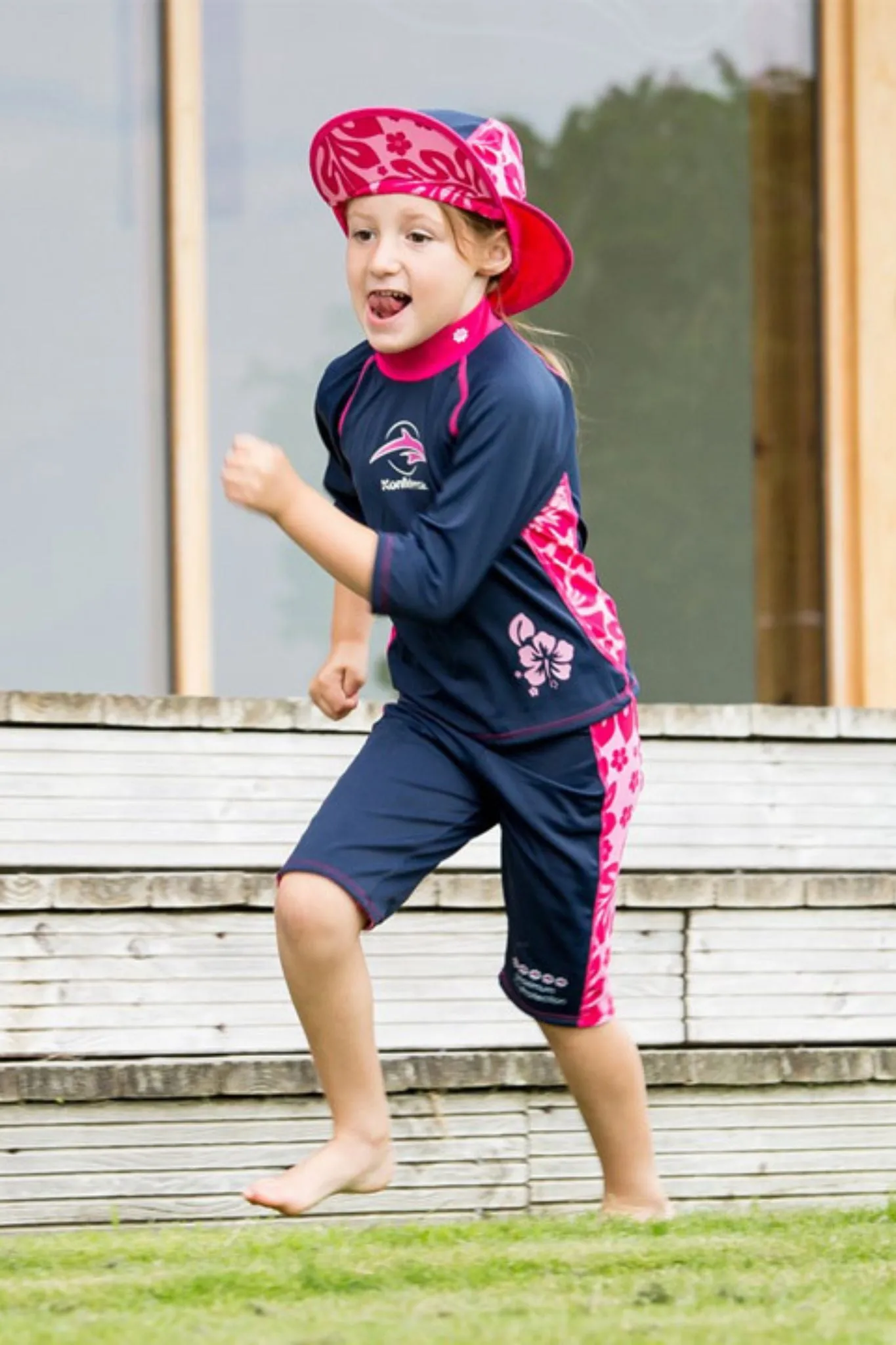Konfidence Uv Tee Shorts Navy Cyan Palm