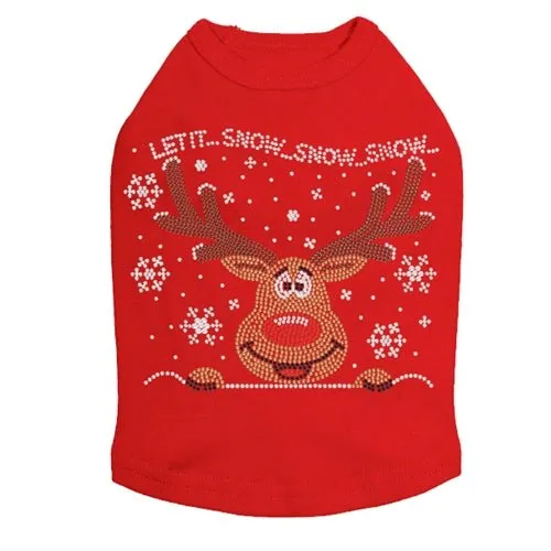 Let it Snow - Red Nose Reindeer Rhinestone Tank - Many Colors