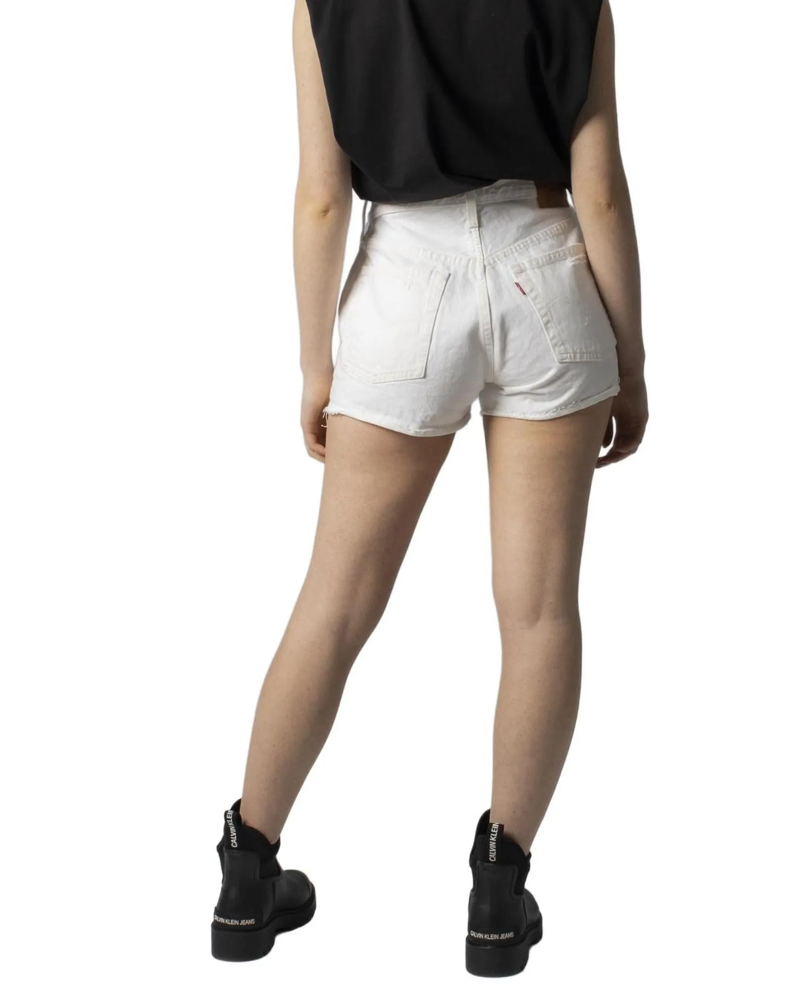 Levis Womens 501 High Waisted Distressed Denim Shorts
