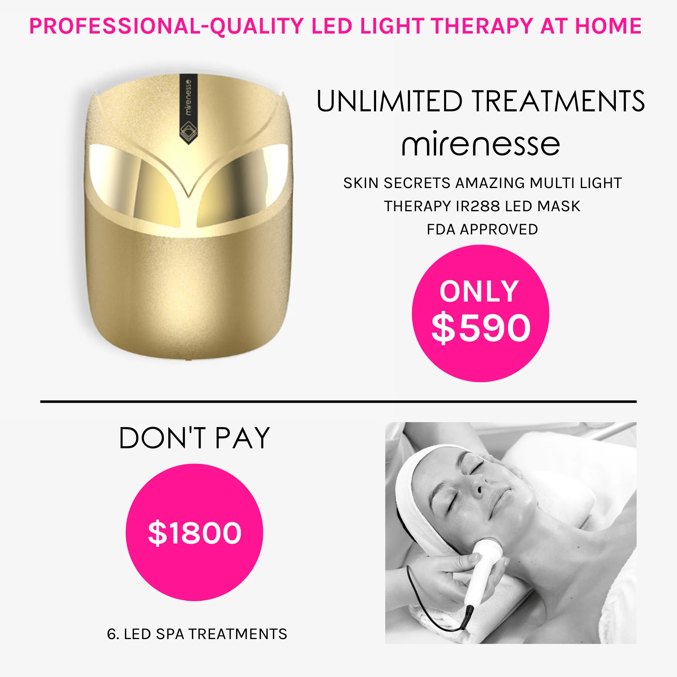 Limited Stock* Skin Secrets Pro Kit Amazing LED Mask - Red Led 7 in 1 Treatments FDA Cleared