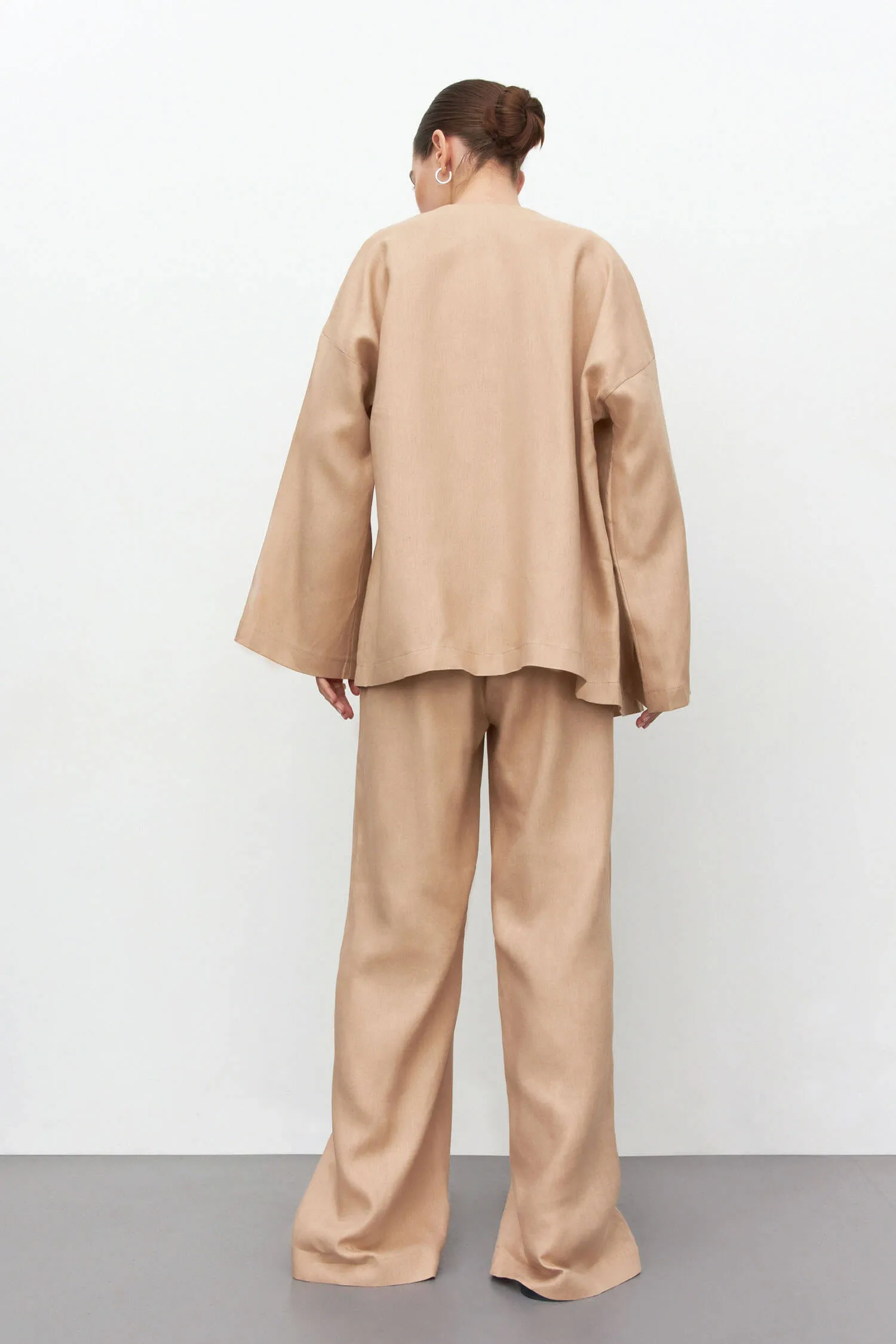 Linen kimono cape with belt