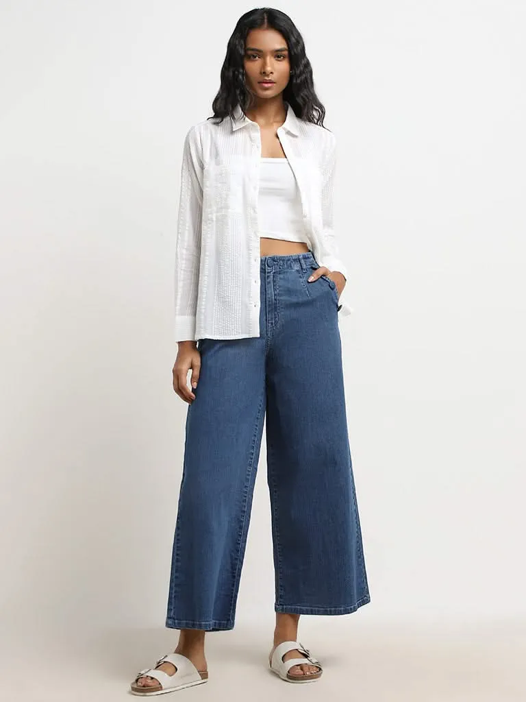 LOV White Seersucker Cotton Shirt