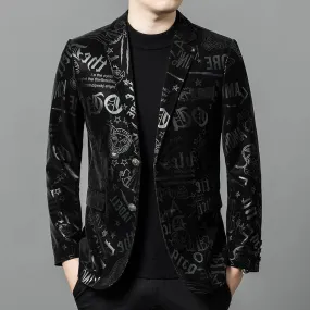 Luxury Shiny Men's Leather Blazer