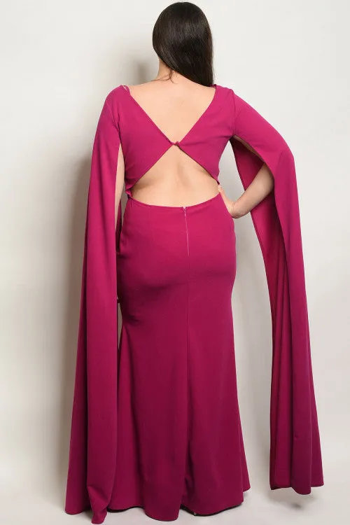 Magenta Pink Bodycon Long Plus Size Gown