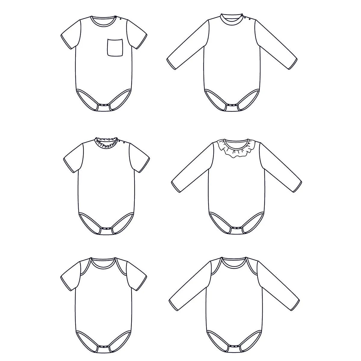 MALMÖ Bodysuit - Unisex 1M-4Y - PDF Sewing Pattern