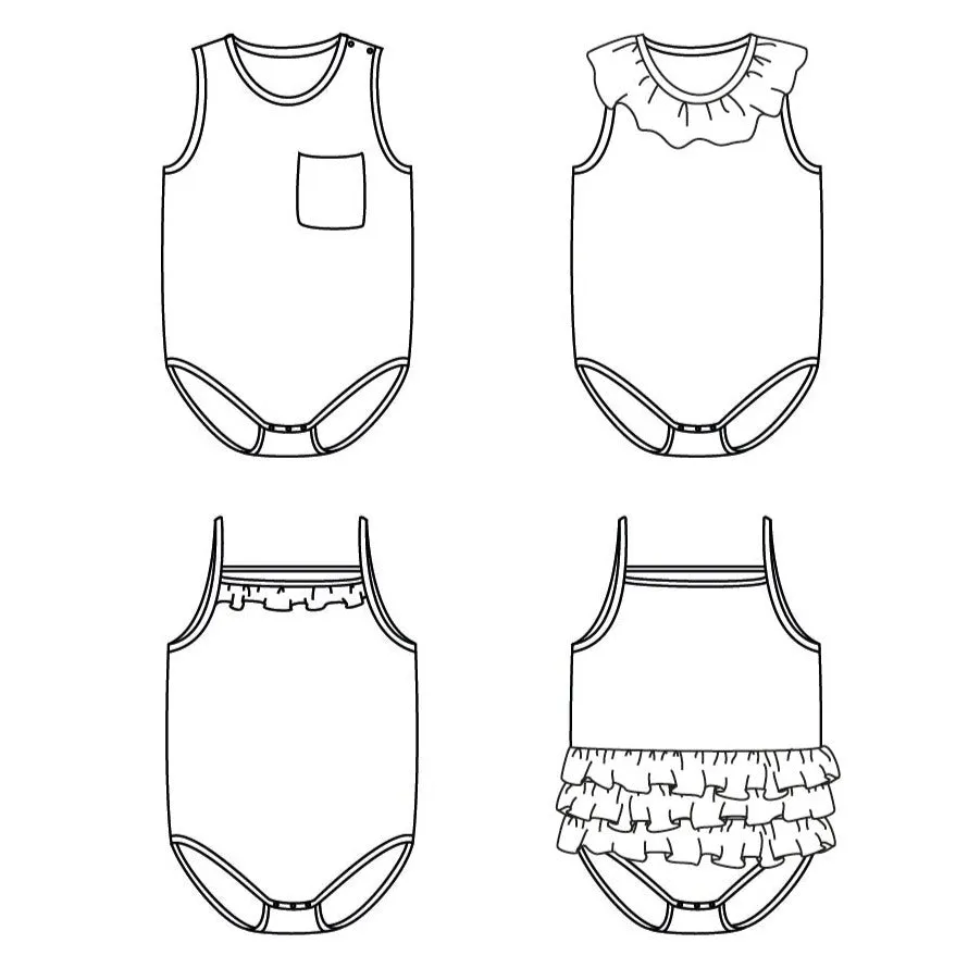 MALMÖ   MALAGA bodysuits - Baby 1M/4Y - PDF Sewing Pattern