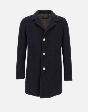 Men's Wool Mohair Coat in Blue