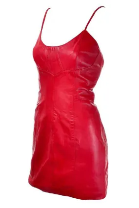Michael Hoban North Beach Red Leather Vintage Mini Dress 6