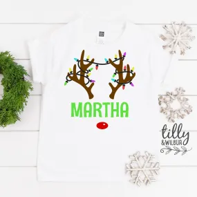 *MORE COLOURS AVAILABLE* Personalised Reindeer T-Shirt, Rudolph The Red Nosed Reindeer T-Shirt With Name, Unisex Christmas T-Shirt, Personalised Rudolph Christmas