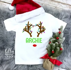*MORE COLOURS AVAILABLE* Personalised Rudolph The Red Nosed Reindeer T-Shirt For Boys