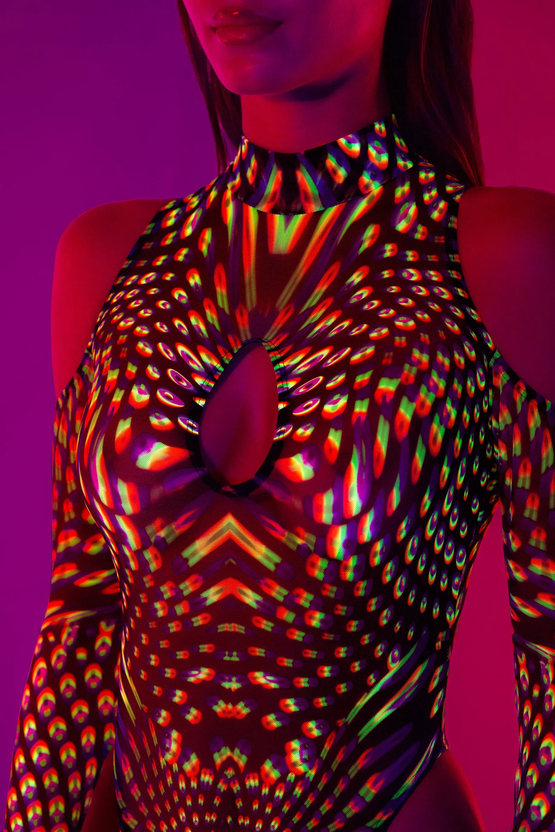 Neon Pulsar Flared Sleeve Bodysuit