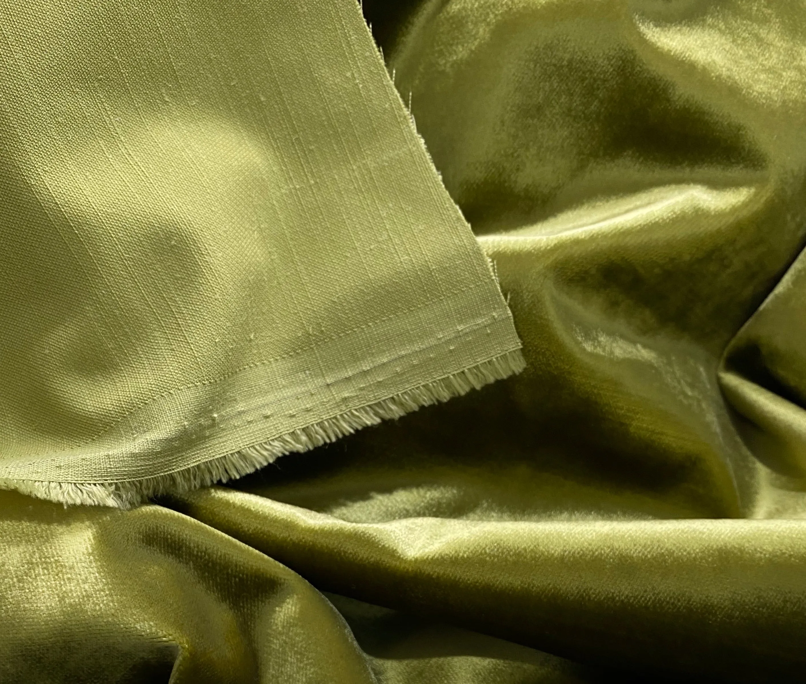 NEW Prince Kanaan Designer Made In Belgium Upholstery Velvet Fabric- Green Yellow