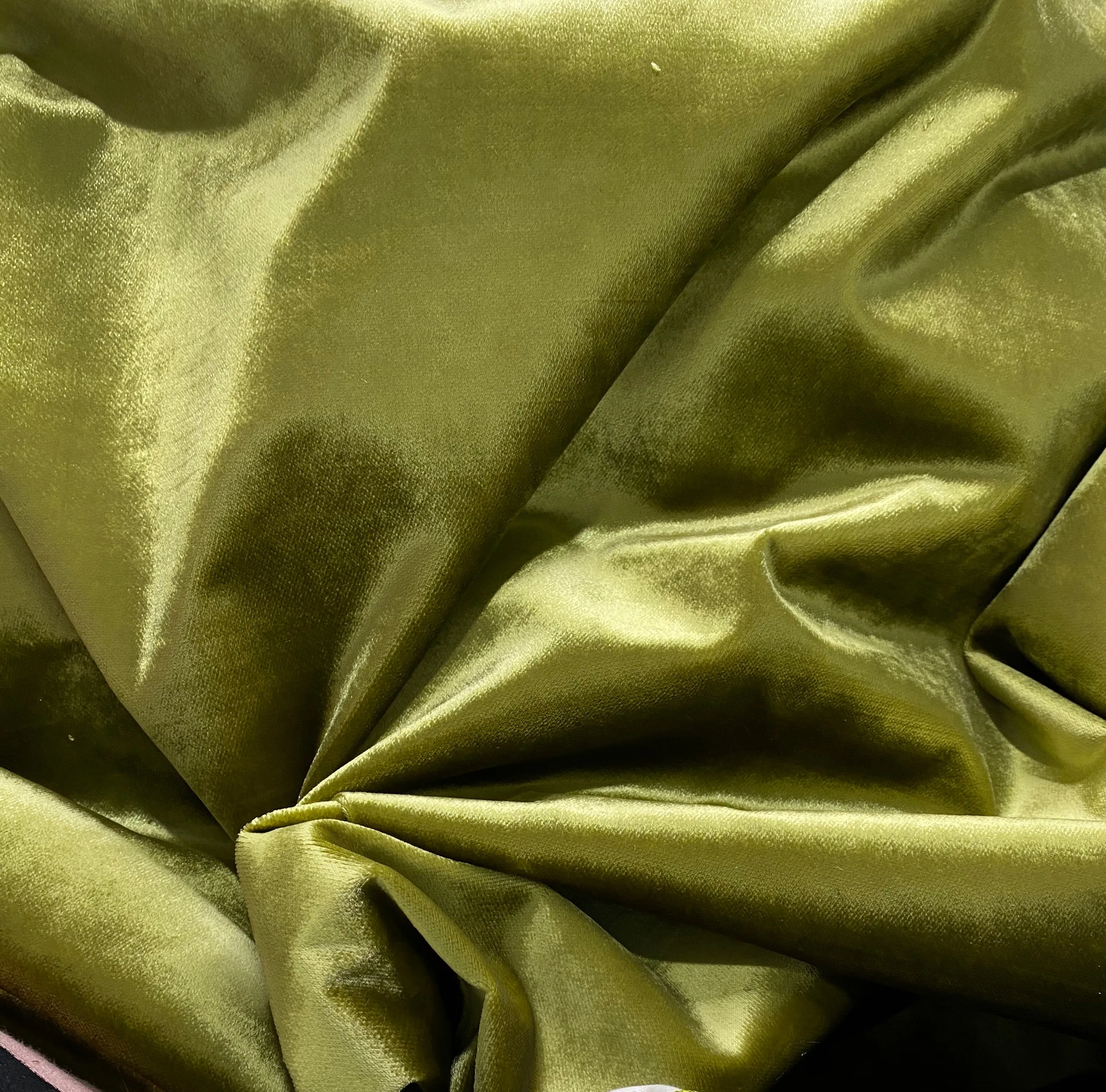NEW Prince Kanaan Designer Made In Belgium Upholstery Velvet Fabric- Green Yellow