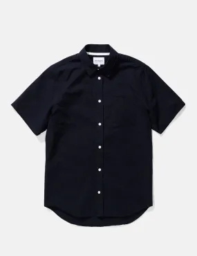 Norse Projects Osvald Seersucker SS Shirt - Dark Navy