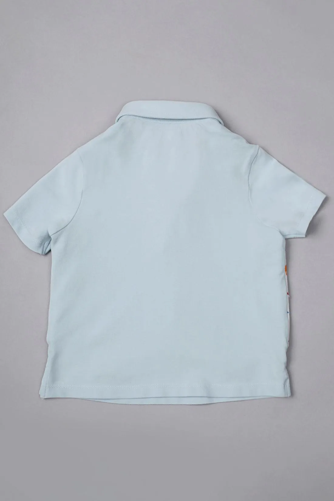One Friday Baby Boys Blue Waistcoat attached Tee With Shorts Set