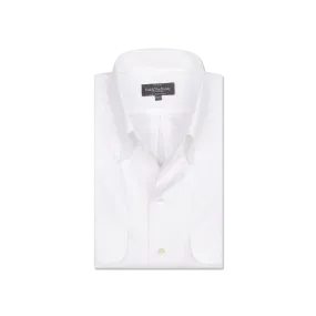 One Piece Button Down Shirt in White Denim