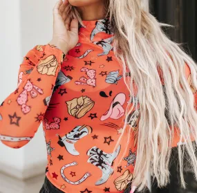 Orange Sheer Bodysuit