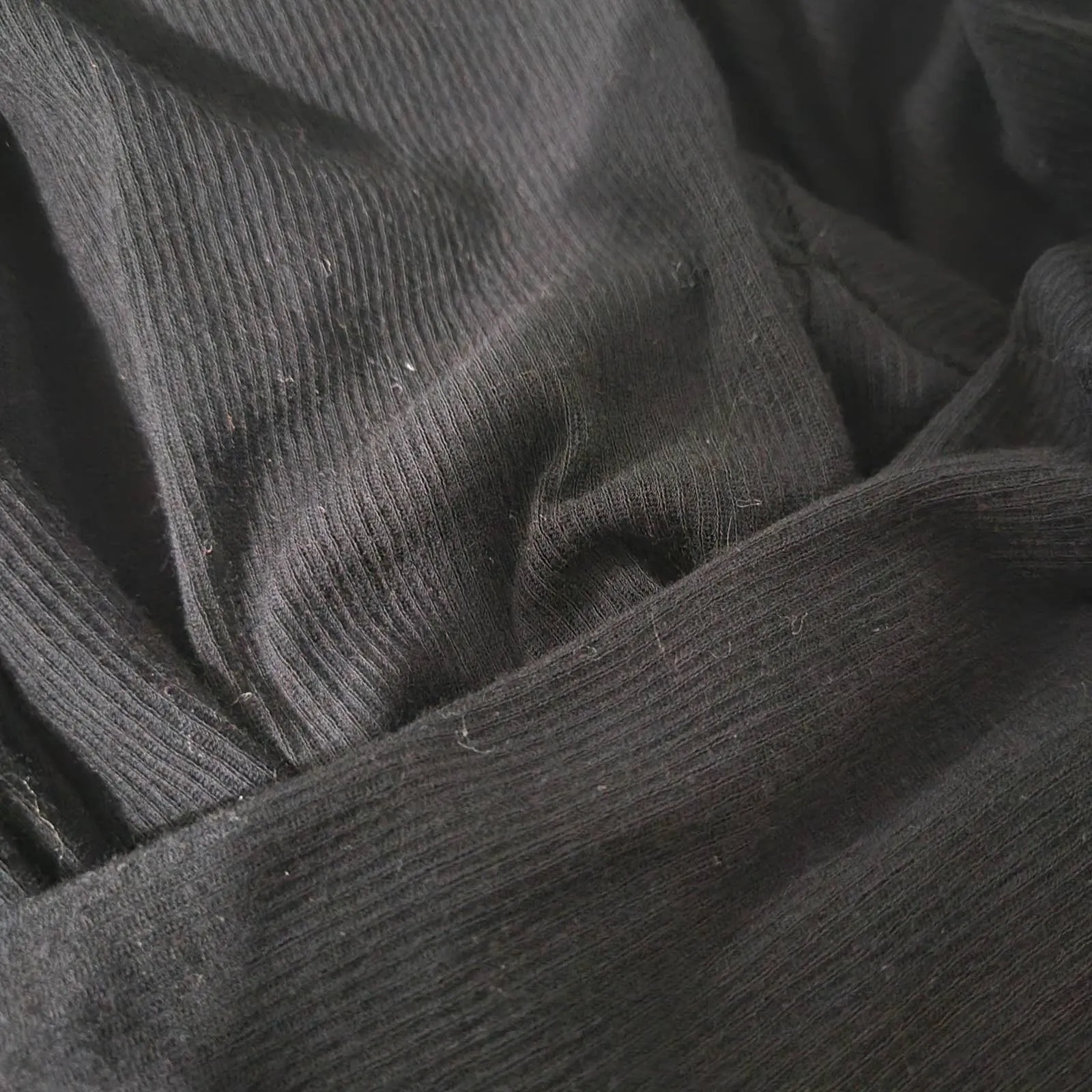 Our Legacy Ribbed Knit Dress Black Jersey Maxi Thermal Sheer Thin Stretch Cotton Size Medium