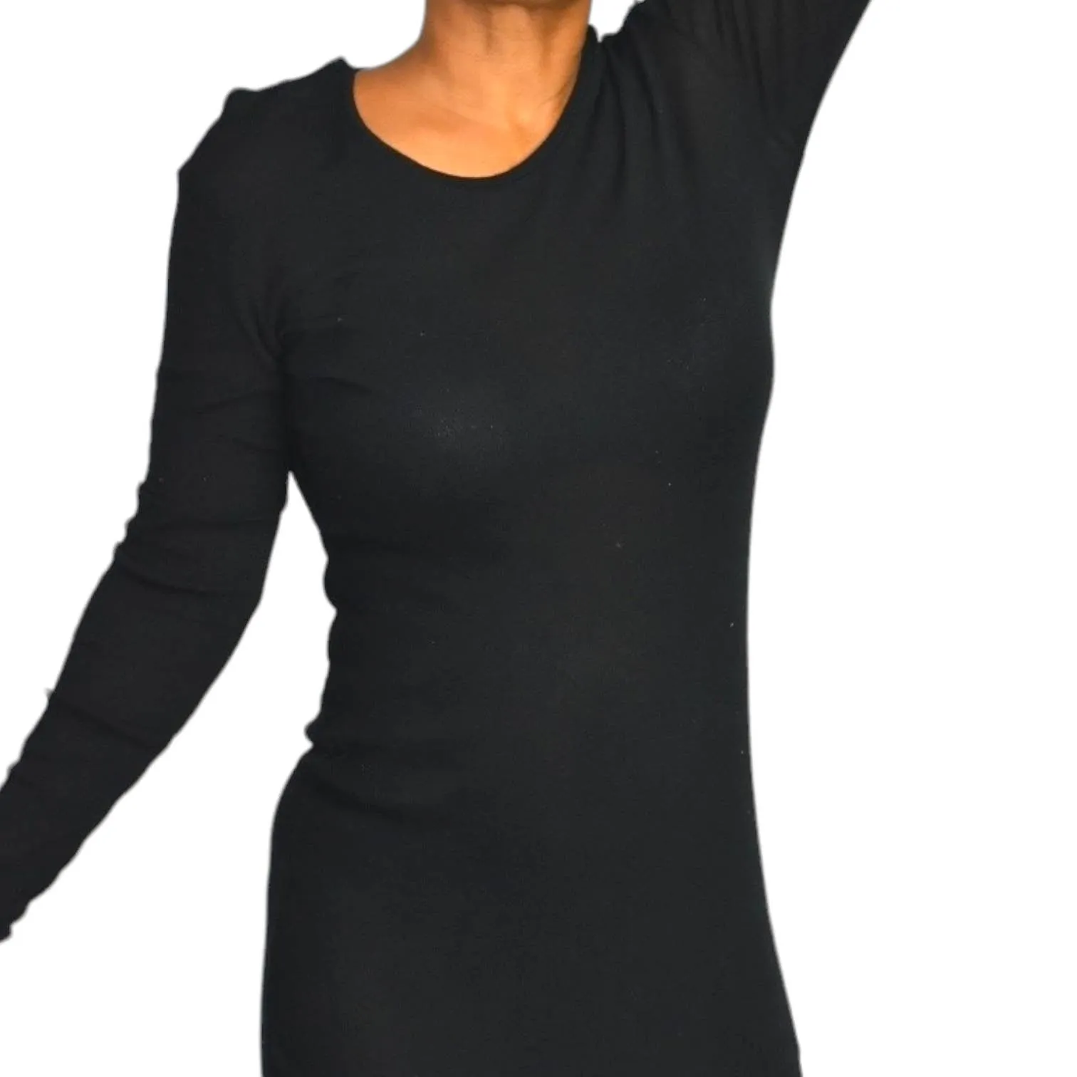 Our Legacy Ribbed Knit Dress Black Jersey Maxi Thermal Sheer Thin Stretch Cotton Size Medium