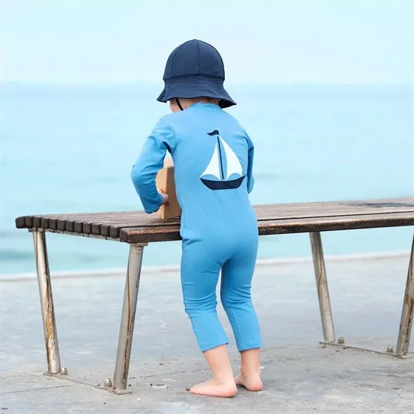 Petit Crabe Cornflower Lou Boat Bodysuit