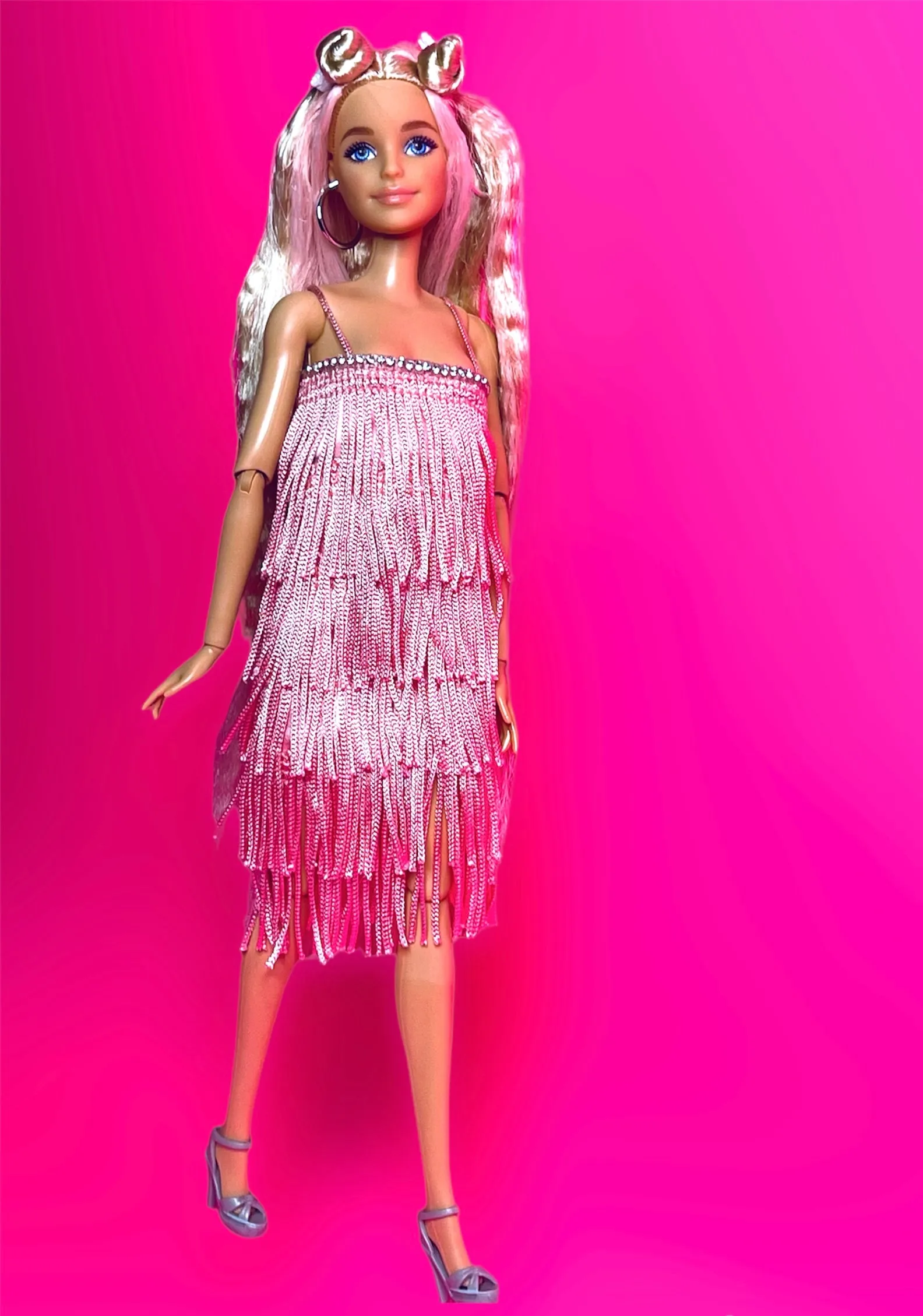 Pink dress for Barbie doll flapper dress