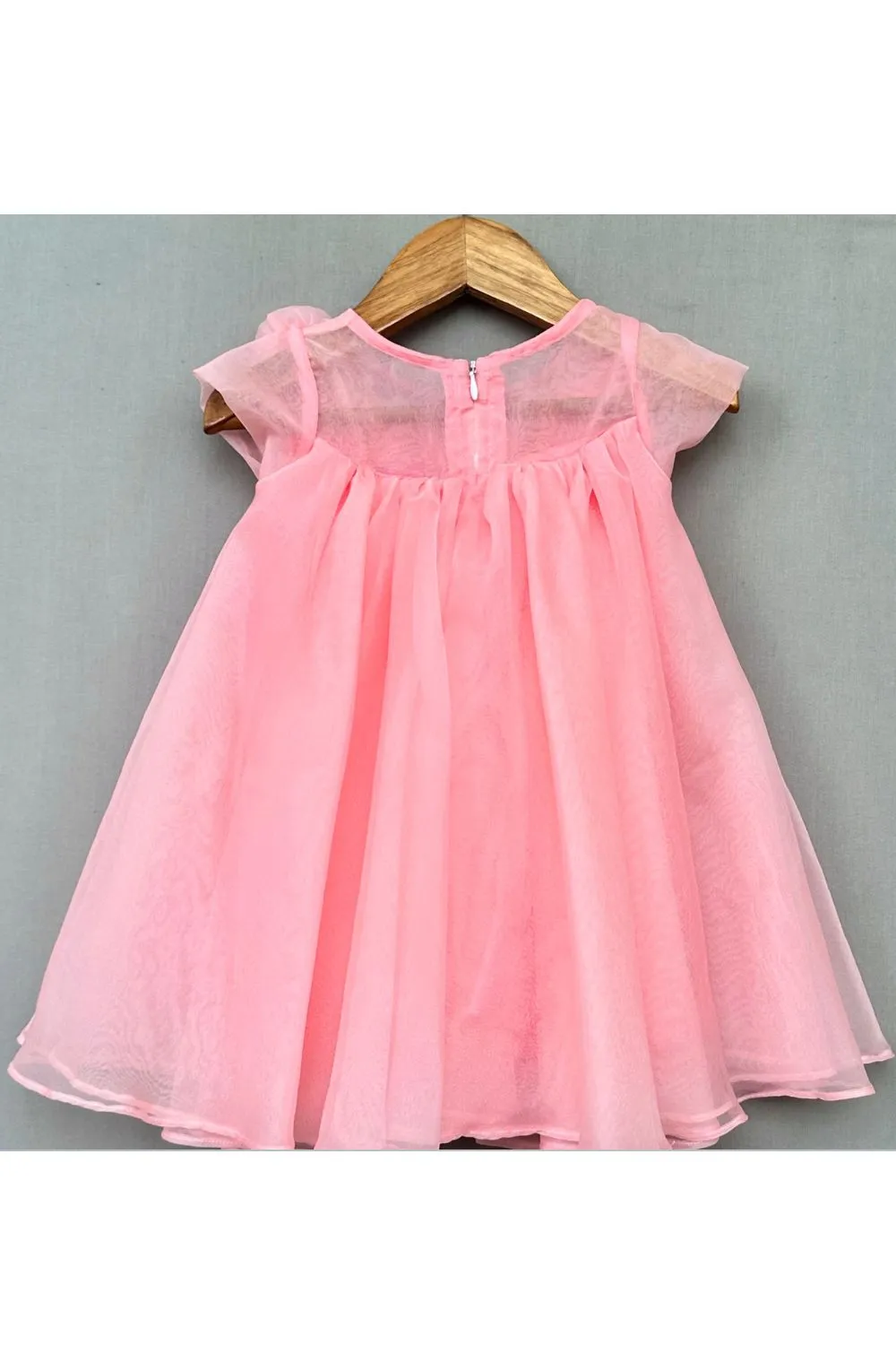 Pink Rosy Floral Embellished Whirl A-Line Dress