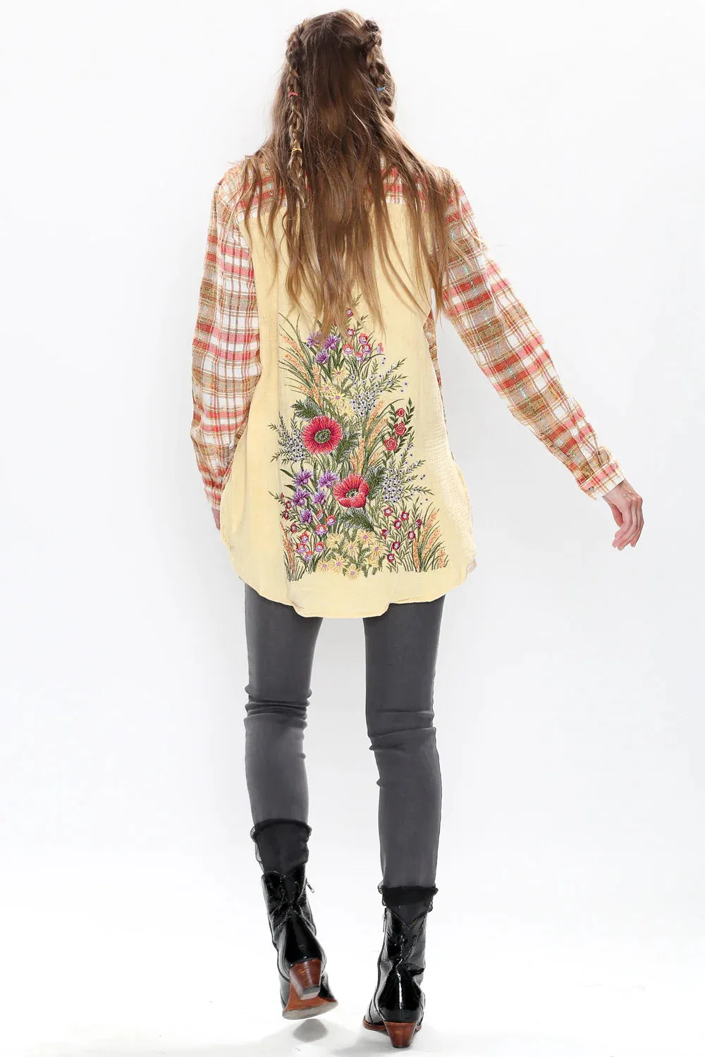 Plaid Embellished & Embroidered Shirt