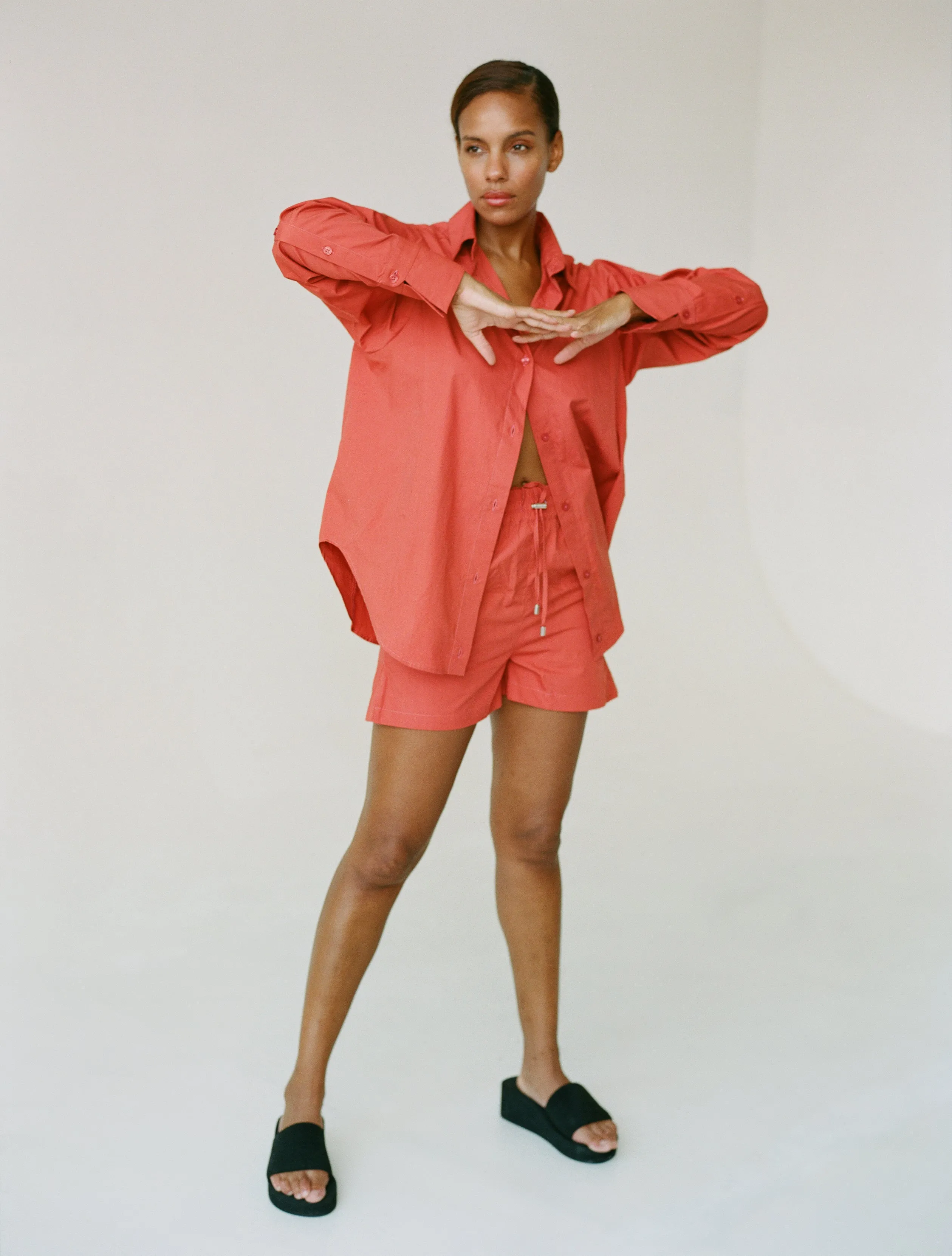 POPLIN SHIRT IN CYAN