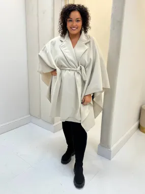 Porsha Cream Oversized Belted Cape