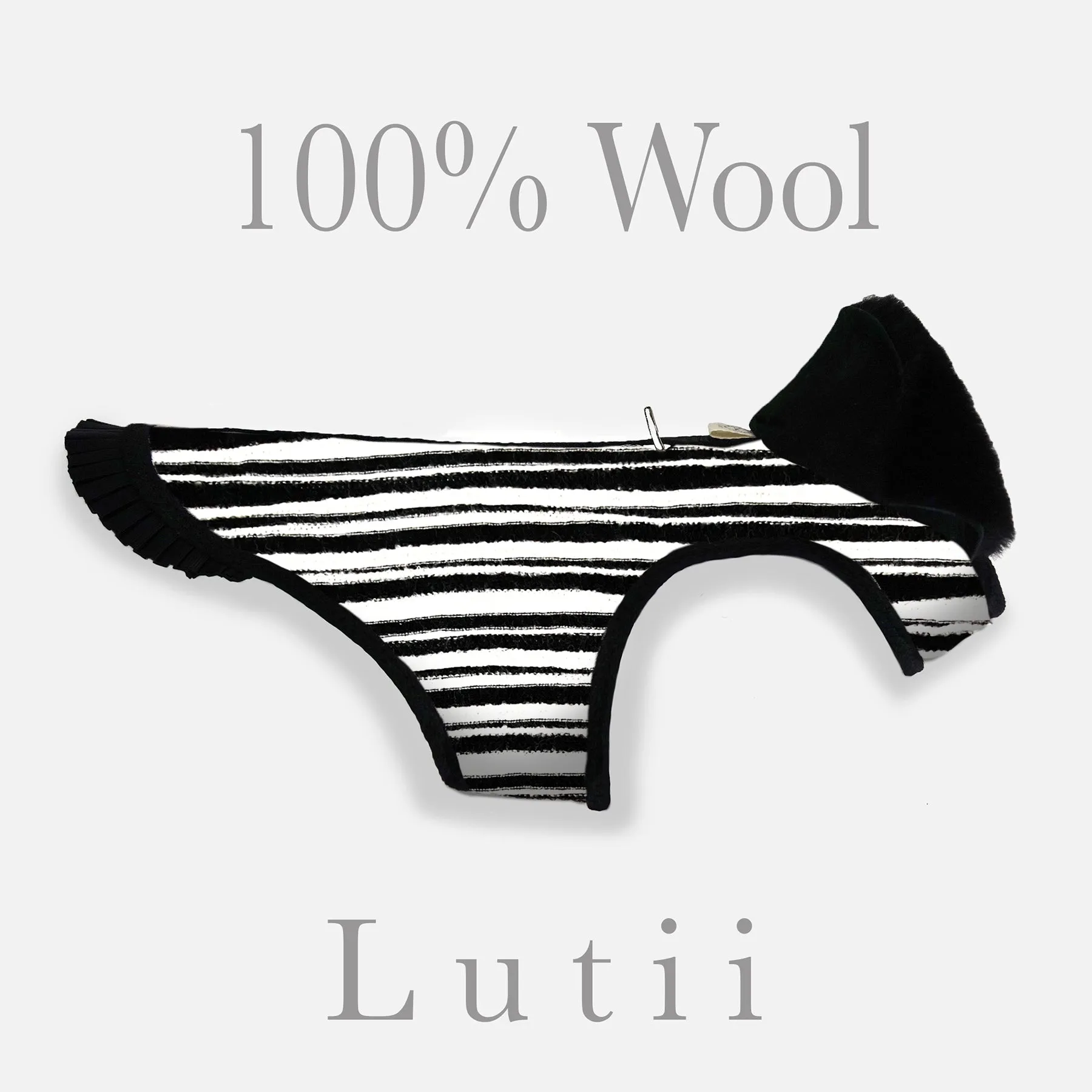 "Italian Waves"-Wool/blend w/real shearling handmade winter dog coat