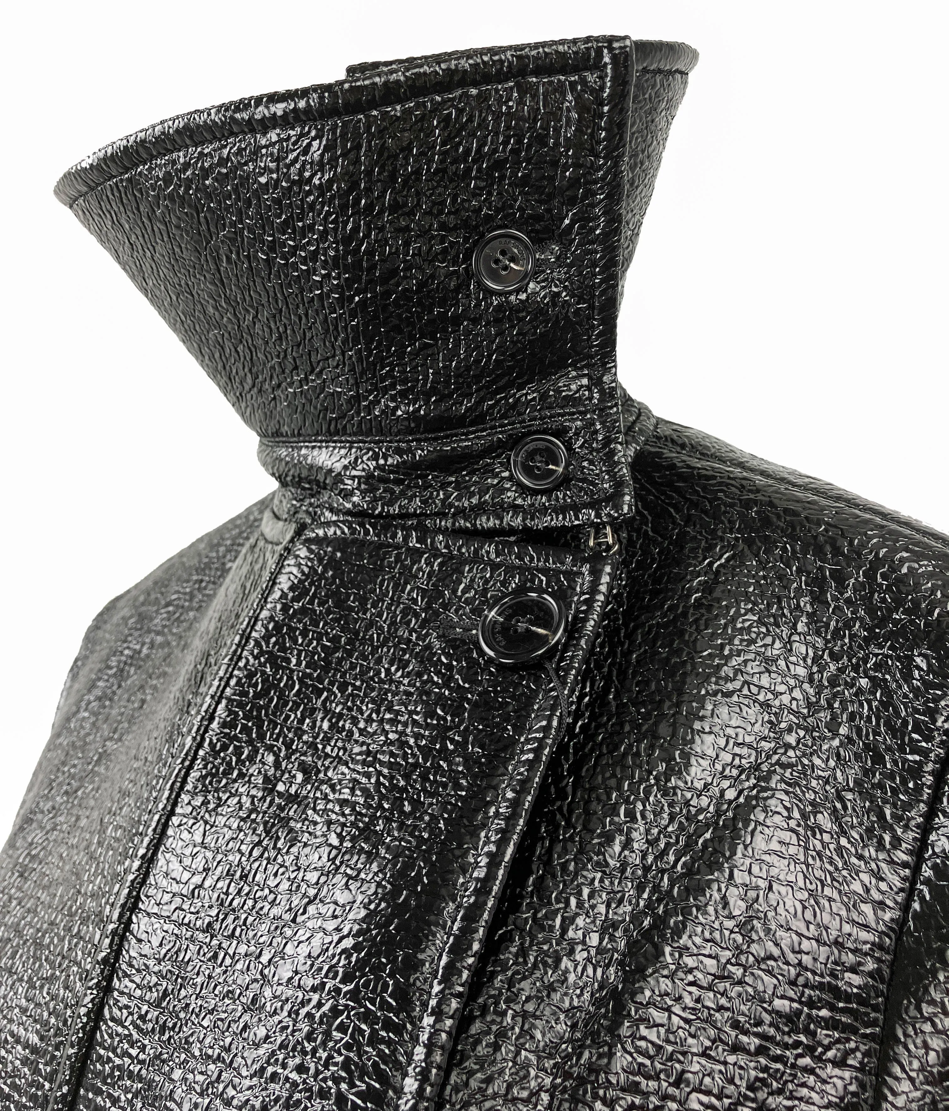 Raf Simons Straight Standing Collar Duster Coat in Black