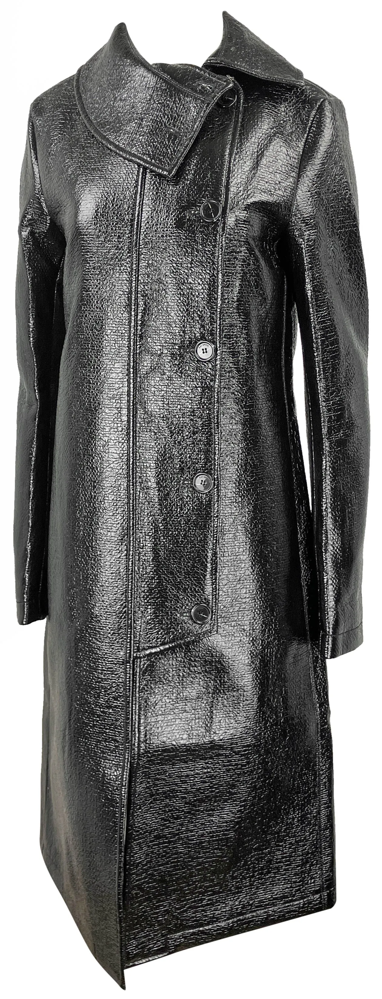 Raf Simons Straight Standing Collar Duster Coat in Black