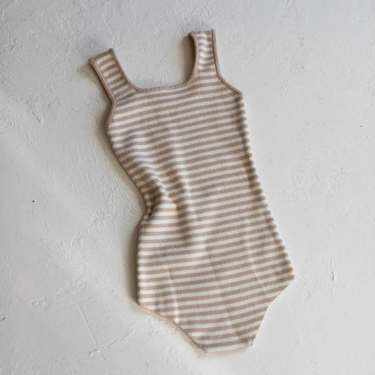 RAISED BY WATER - Knit Bodysuit | Striped Beige