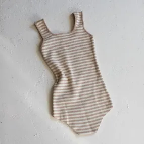 RAISED BY WATER - Knit Bodysuit | Striped Beige